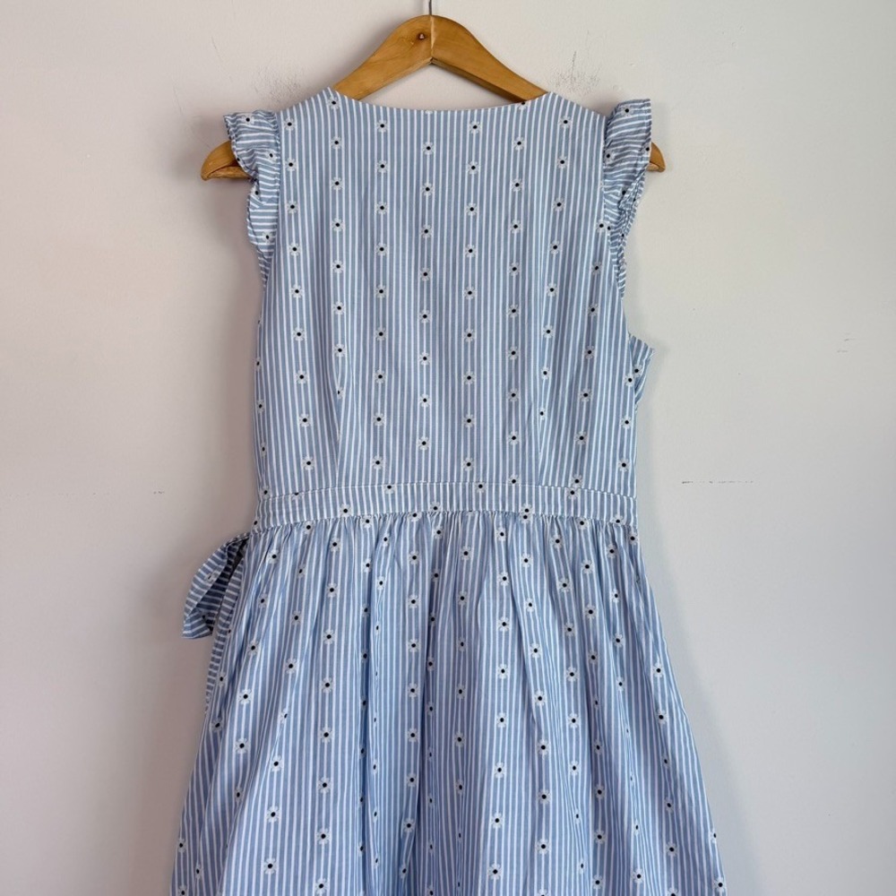 Loft Floral Striped Wrap Midi Dress Cotton Small Cottagecore Preppy Coquette - Picture 6 of 9